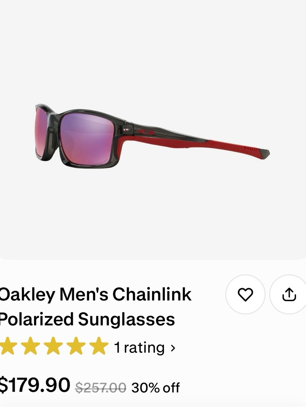 Oakley Chainlink Polarized Sunglasses – Black/Red – Barely worn.